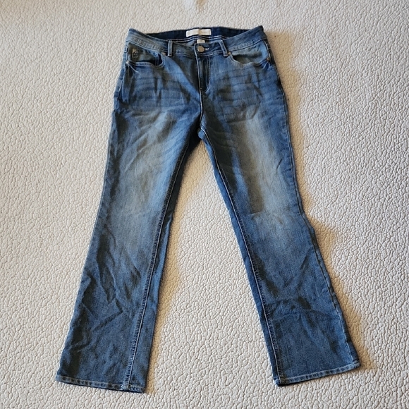 Est. 1946 Denim Classic Fit Distressed Bootcut Acid Washed Bling Jeans Petite - Picture 1 of 9